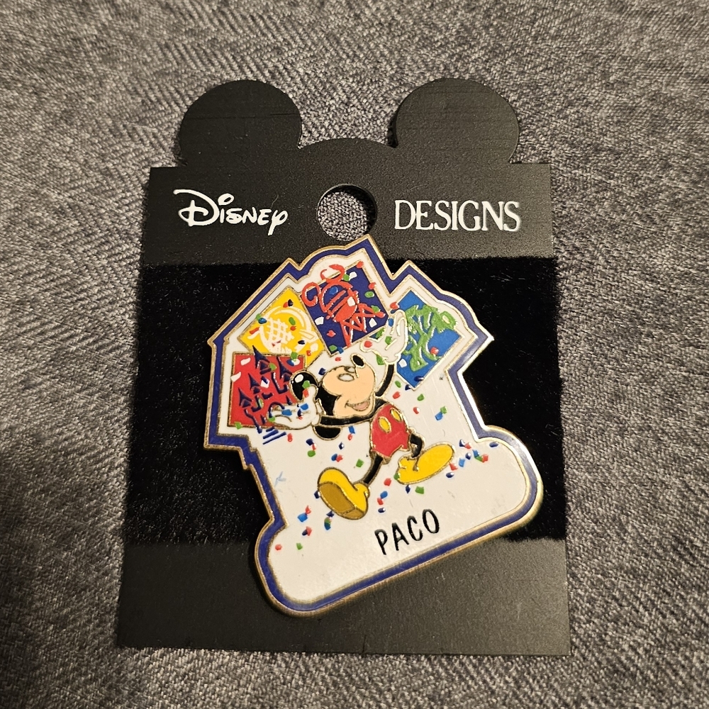Disney Mickey Mouse celebration name pin paco